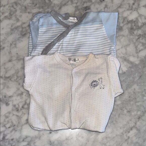 Kissy Kissy Baby Blue & White Striped Footie Bundle 0/3M - Picture 1 of 7